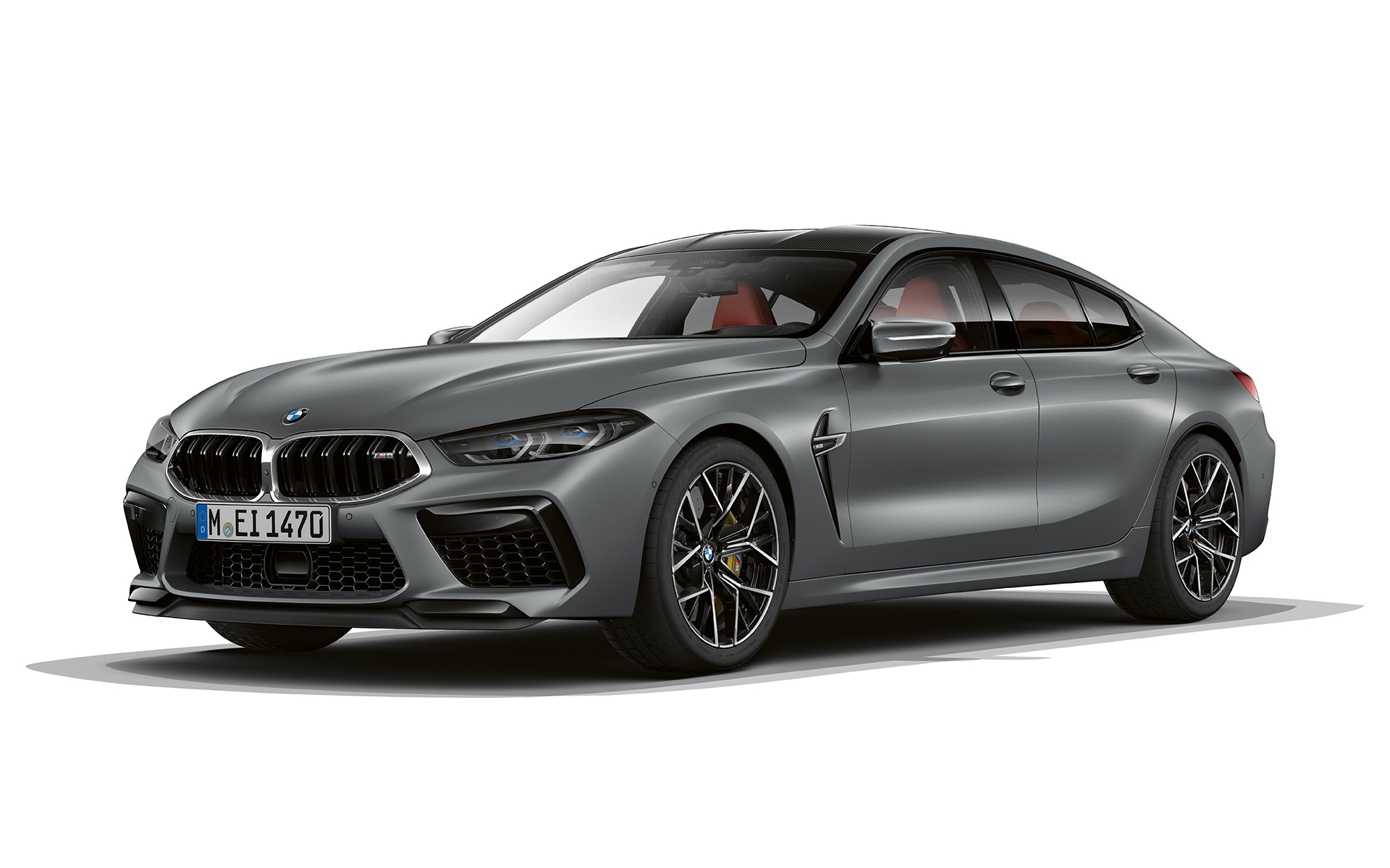 BMW M8 Gran Coupé F93 LCI Facelift 2022 BMW Individual Frozen Pure Grey metallic three-quarter front view